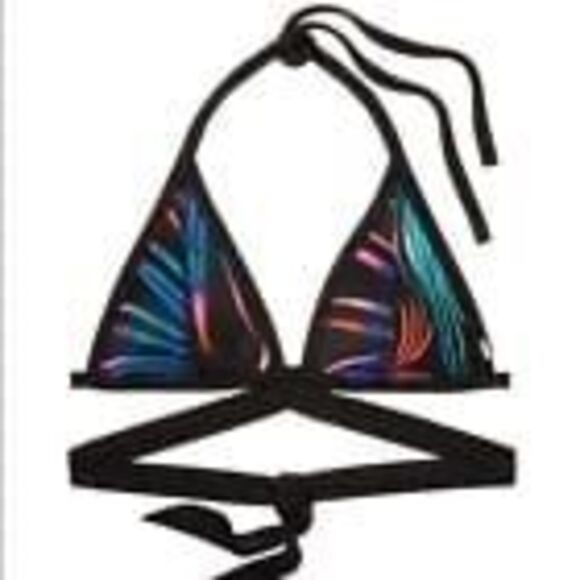 Victoria's Secret PINK Tropical Palm Back Hook Wrap Tie Triangle Bikini Top M - Picture 1 of 5